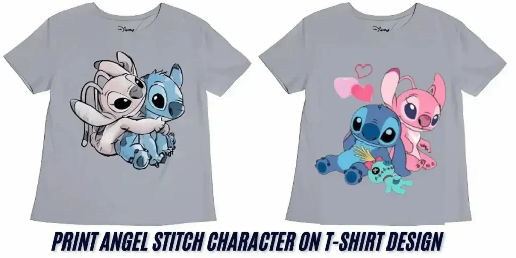 This image showing a Print Angel Stitch Character on T-Shirt Design: Angel x5mw_4yijwo= Stitch